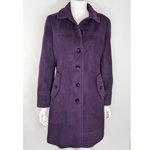Womens 10P Purple Trench Coat Wool Cashmere Blend
